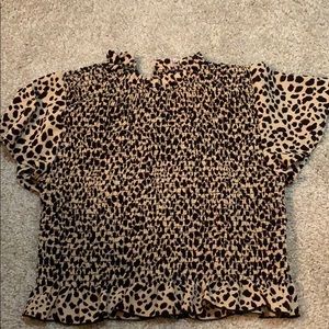Cheetah print smocked crop top